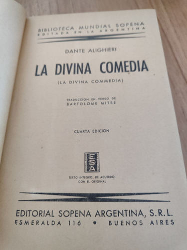La Divina Comedia - Dante Alighieri (Usado)