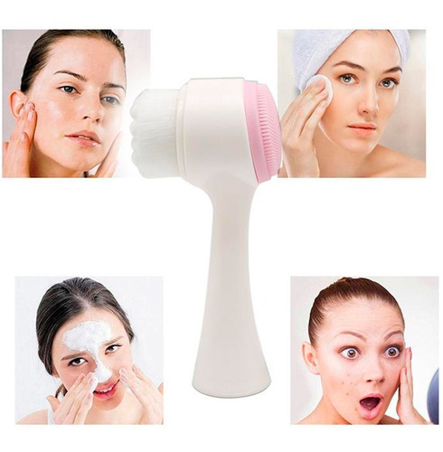 Imagen 7 de 7 de Cepillo Limpieza Facial Doble Cara Manual Exfoliante