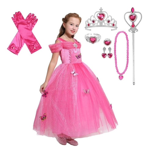 Disfraz De Princesa Aurora Para Niñas Con Accesorios 5-6