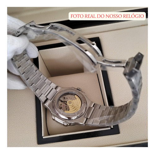 Relogio Patek Nautilus Automático Azul Tiffany Prateado Prateado Prateado Azul-celeste