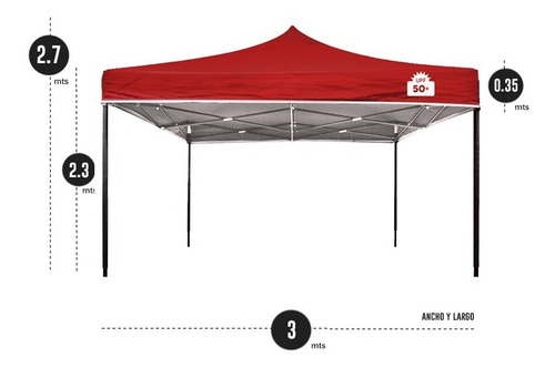 Imagen 2 de 6 de Gazebo Plegable 3mx3m Reforzado E Impermeable Filtro Uv30