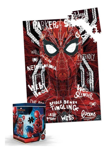 Rompecabezas 500 Piezas Spiderman Ronda Marvel Caja Metal