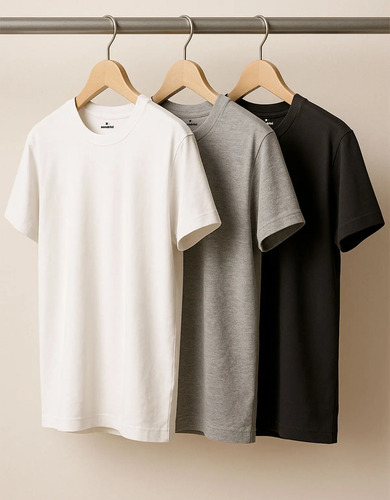 Kit 3 Camisetas Algodão Dia Dia Sandrini Básica Conforto