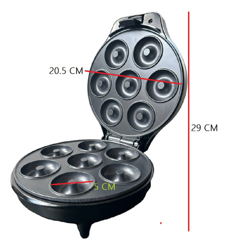 Mini Maquina Hacer Donas Donuts Antiadherente 7 Rosquillas Color Negro