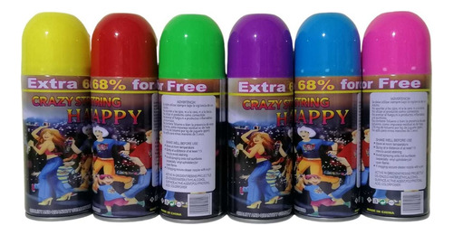6 Spray Serpentinas De Colores Cumpleaños Año Nuevo 250 Ml