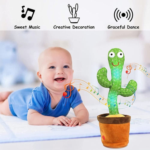 Imagen 2 de 7 de Juguete De Peluches De Cactus Bailando Cantando Imitaciones