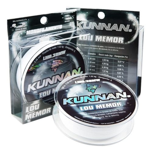 Nylon Baja Memoria Kunnan 0.38 Mm X 200 Mts 