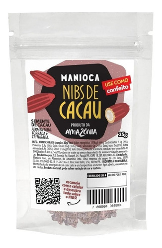 Imagem 1 de 4 de Nibs De Cacau 25g Manioca - 100% Natural E Vegano