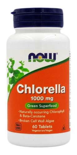 Chlorella Now 1000mg Elimina Metales, 60 Tabletas, Vegano