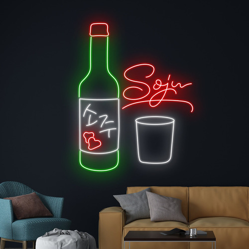 Letrero Led Neón Soju Coreano Bar Decoracion Anuncio