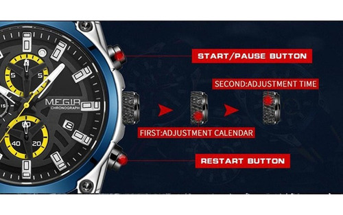 Reloj Cronógrafo Luminoso De Cuarzo Megir