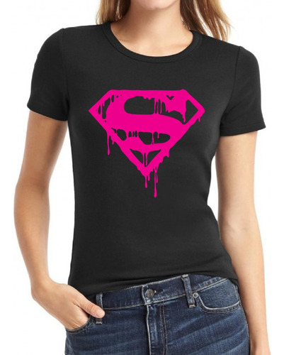 Playera Superman Dama Superhéroe Logo Rosa