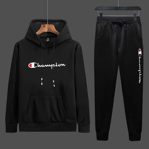 Champion Logo Hoodie Camisa Canguro Con Capucha Negra Para H