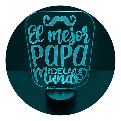 Lámpara 3d El Mejor Papa Base Negra + Control + Pilas