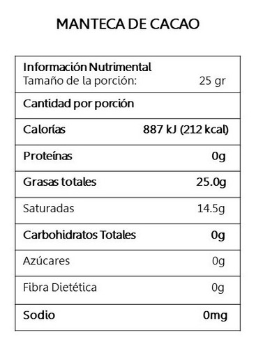 Manteca De Cacao 75 Gramos Granel Natural