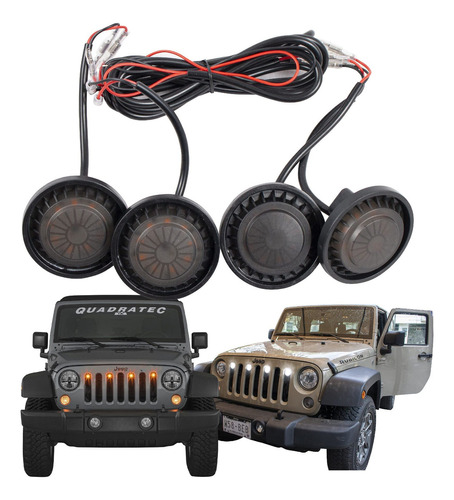 Cuartos Led Parrilla Jeep Wrangler Jk 07-17 Rubicon Sahara