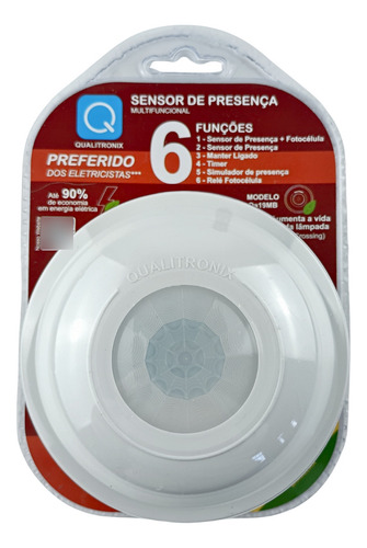 Sensor Presenca Teto Emb/sob 3fios 360g Fotoc Qa19m Qualitro