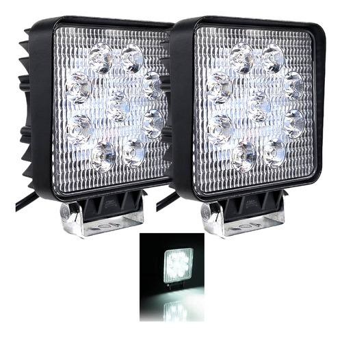 Par Faro 9 Led Cuadrado Grueso Luz De Trabajo 12/24v Calidad