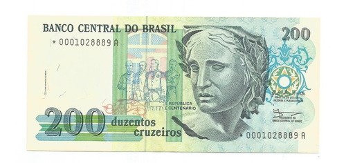 Brasil - C-215a, 200 Cruzeiros, 1990, Série 0001ª, Fe - Rara