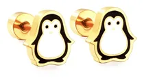 Comprar Aretes De Niñas Pingüinos Con Tapa Tambor De Acero Inoxidabl