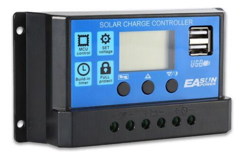 Controlador De Carga Solar 10a Pwm, Pantalla Lcd De 12 V, 24