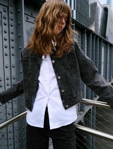 Campera Chaqueta Jacket Importada Jeans Hotfix Stras Brillo