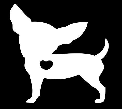2 Sticker Para Auto Silueta Perro Chihuahua  Corazón 