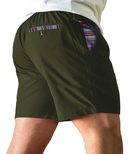 Mn Pantalones Cortos Casuales Con Cordón Elástico Para