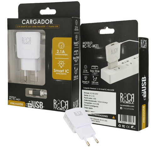 Cargador Inteligente Roca 2.1a Micro Usb 1 Puerto M21 Tcs