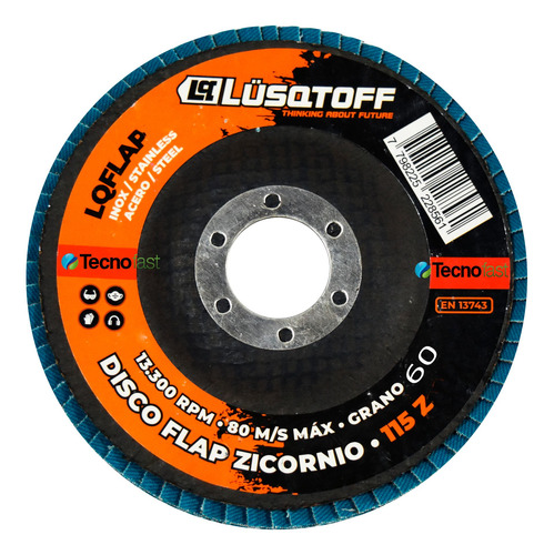 Disco Flap Desbaste Lusqtoff Grano 60 Amoladora Metal 115mm