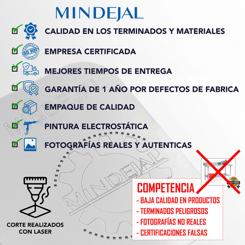 Carrito De Servicio Acero Inoxidable 3 Repisas Mindejal
