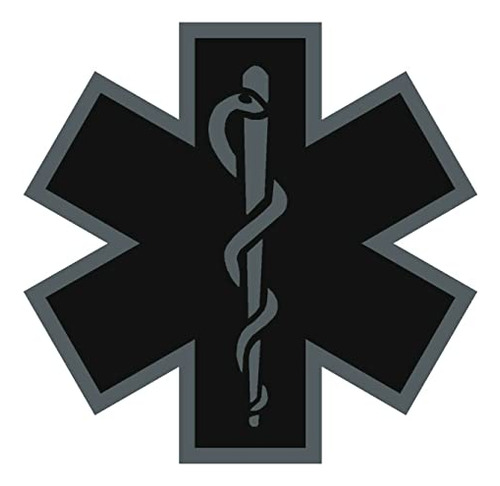 Black Subdued Reflective Star Of Life Fire Helmet Decal...