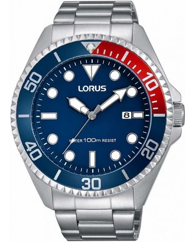 Reloj Lorus By Seiko Pepsi Hombre Acero Fecha 100m Rh941gx9