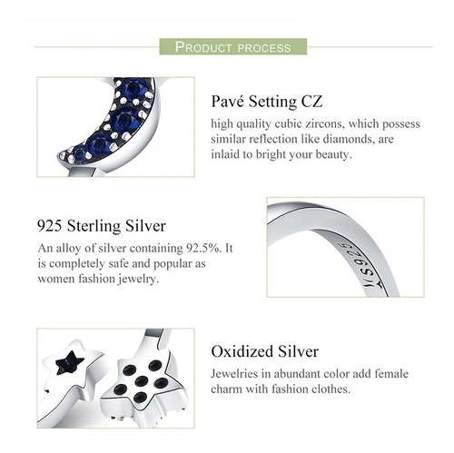 Anillo Luna Y Estrellas Ajustable Para Mujer En Plata 925