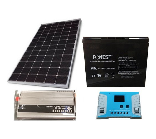 Kit Energía Solar Batería 18ah Panel 30w Controlador Inverso