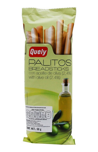 Quely Palitos De Pan Integrales Con Aceite De Oliva 3 Pz 50g
