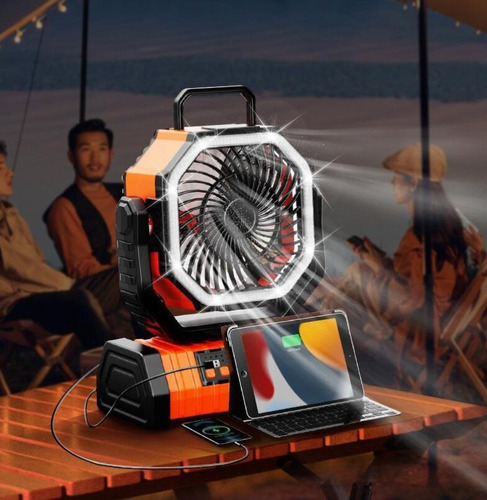 Ventilador De Camping Recargable De 20000 Mah Con Luz Led