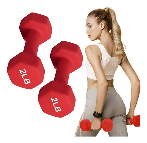 Par Mancuernas De 1 Kilos Rojo Ejercicio Pilates Yoga Gym