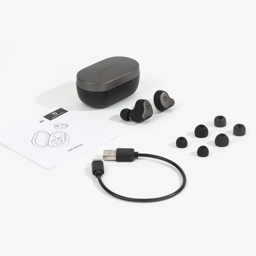 Imagen 10 de 12 de Auricular in-ear gamer inalámbrico Soundpeats Manos libres H1 negro con luz LED