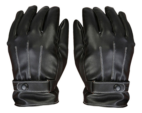 Guantes De Invierno De Piel Sintética Para Hombre, De Forro