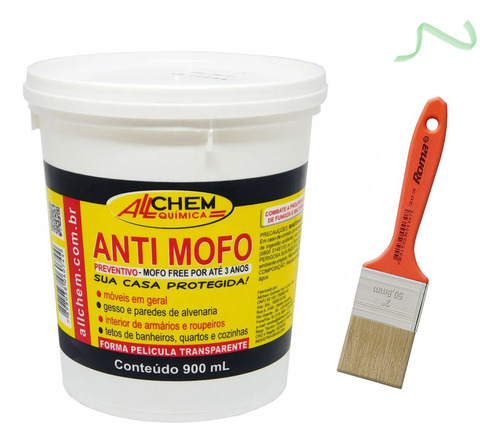 Anti Mofo Preventivo 900ml Sem Mofo 3 Anos + Trincha Pincel