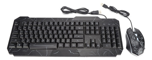 Combo Teclado Mouse Cable Luminoso Agrietado Usb Optico 2400