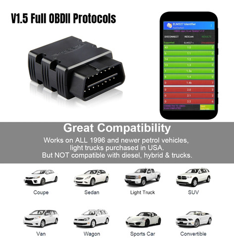 Escáner Konnwei Elm327 V1.5 Obd2 Kw902 Compatible Con Escane