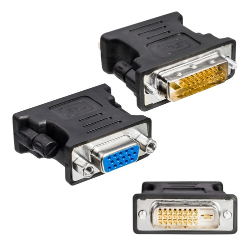 Adaptador Dvi 24+1 Pinos Macho Para Vga 15 Pinos Fêmea