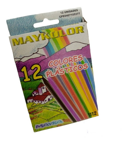 Colores Creyones Plasticos Maykolor Mayka 12 Unidades