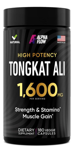 Constructor Potenciador De Fuerza Tongkat Ali 1600mg 180cap Sabor Sin Sabor