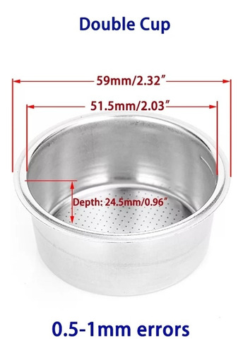 Filtro De Acero Inox 51mm Para 2 Tazas Cafeteras Krups Delon