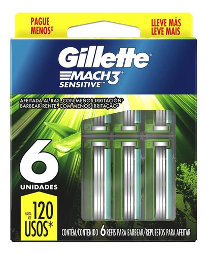 Gillette Repuestos Para Afeitar Mach 3 Sensitive / 6 Unid.