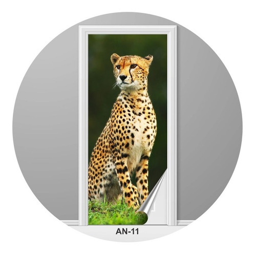 Adesivo Para Porta Animais Chita Leopardo Onça Felino An-11