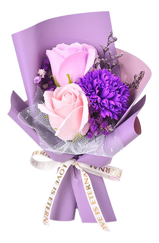 Ramo De Flores De Jabón, Ramo 20 Centímetros Papel Violeta